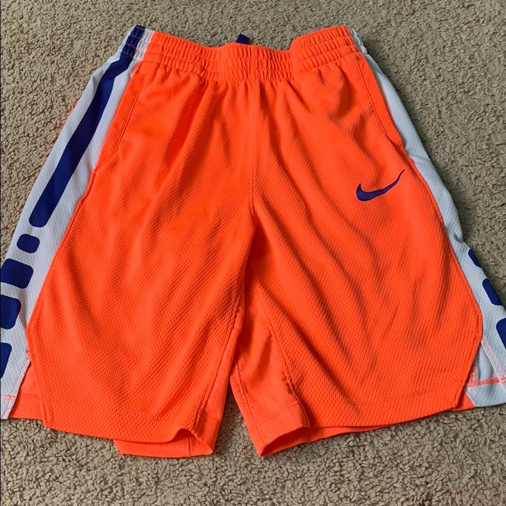 Neon orange and purple Nike elite shorts